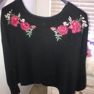 Black sweater with floral print